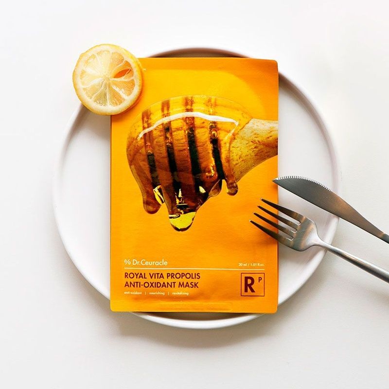 Набір антиоксидантних масок з екстрактом прополіса Dr.Ceuracle Vita Propolis Antioxidant Mask, 30 мл * 10шт 8806133614426 фото