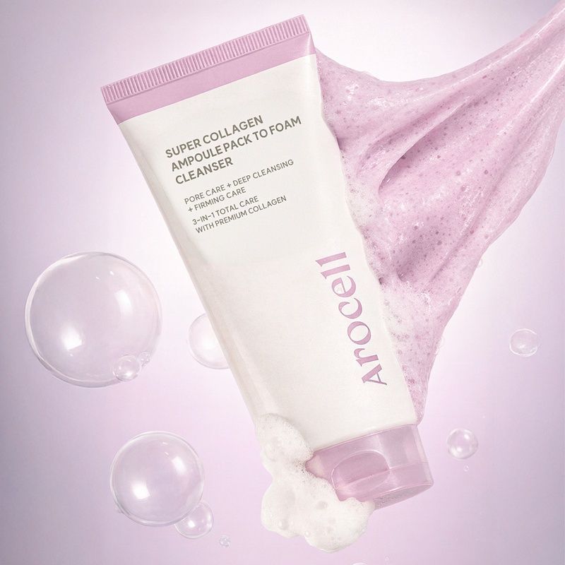 Очищувальна маска-пінка для обличчя з колагеном Arocell Super Collagen Ampoule Pack To Foam, 120 мл 8809710463219 фото
