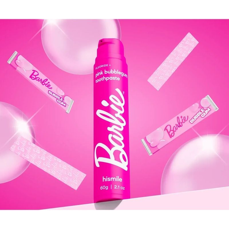 Зубна паста зі смаком жуйки Hismile Barbie Pink Bubblegum Toothpaste, 60 г 93573221 фото