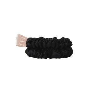 Набір із 2 тонких резинок з натурального шовку Mon Mou Silk Mini Slim Scrunchie Set Black Чорний 4820290390621 фото