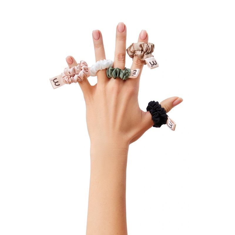 Набір із 2 тонких резинок з натурального шовку Mon Mou Silk Mini Slim Scrunchie Set Nude Нюдовий 4820290390607 фото