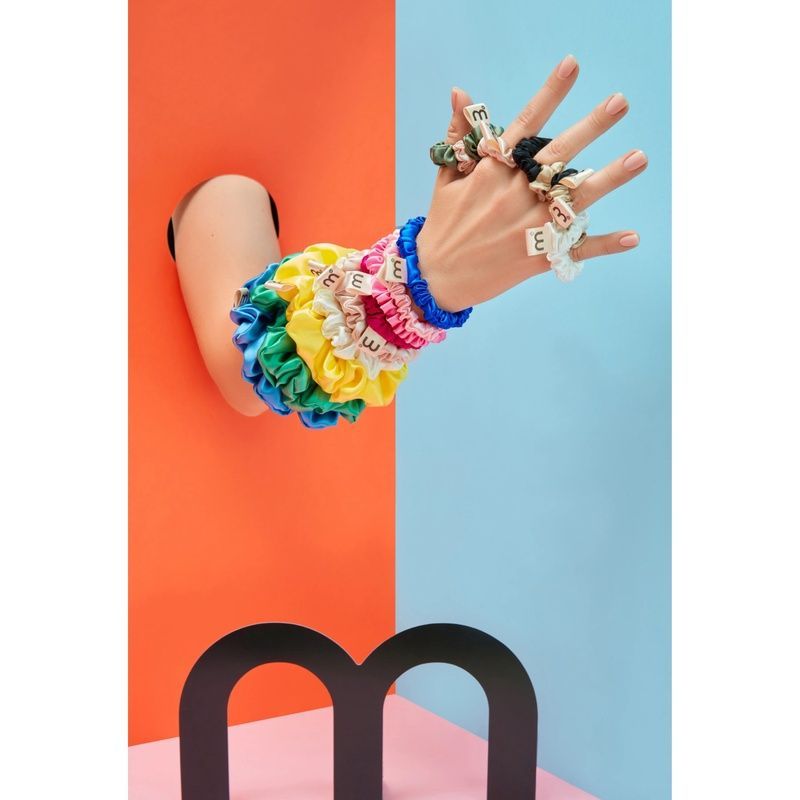 Набір із 5 тонких резинок з натурального шовку Mon Mou Silk Slim Scrunchies Set 005-01 фото