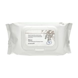 Серветки для демакіяжу на основі рисової води SKINFOOD Rice Daily Brightening Cleansing Tissue, 80 шт 8809032673617 фото
