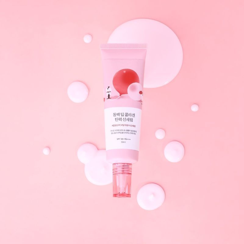 Сонцезахисна сироватка з колагеном ROUND LAB Camellia Deep Collagen Firming Sun Serum, 50 мл 8809962542212 фото