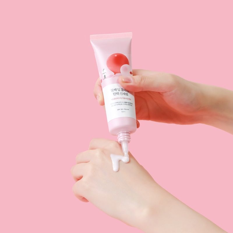 Сонцезахисна сироватка з колагеном ROUND LAB Camellia Deep Collagen Firming Sun Serum, 50 мл 8809962542212 фото