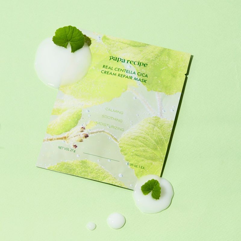 Відновлювальна тканинна маска з екстрактом центелли Papa Recipe Real Centella Cica Cream Repair Mask, 27 г 4578 фото