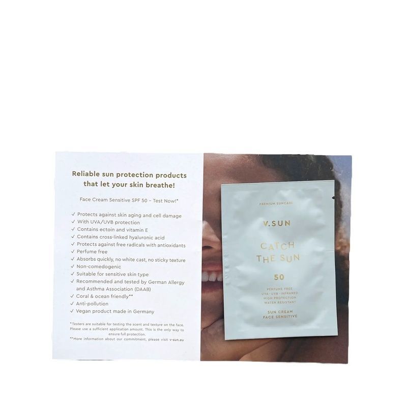Сонцезахисний крем для обличчя V.SUN Sun Cream Face Sensitive SPF 50 Perfume Free, 5 мл 4260672141173 фото