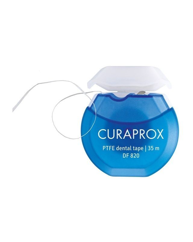 Нитка міжзубна тефлонова з хлоргексидином Curaprox DF 820 PTFE, 35 м 98765332 фото