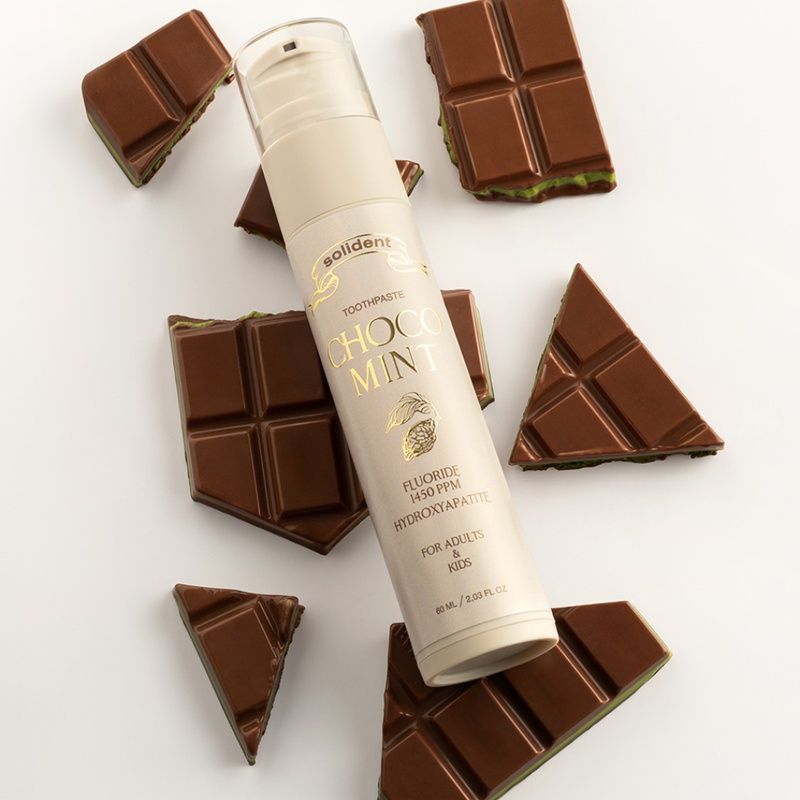 Зубна паста шоколад-м'ята з фтором 1450 ppm Solident Choco Mint, 60 мл 4823109705258 фото