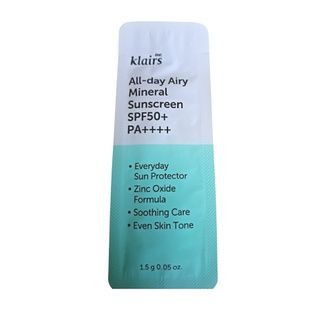 Мінеральний сонцезахисний крем DEAR, KLAIRS All-day Airy Mineral Sunscreen, 1.5 г 8806782446849 фото