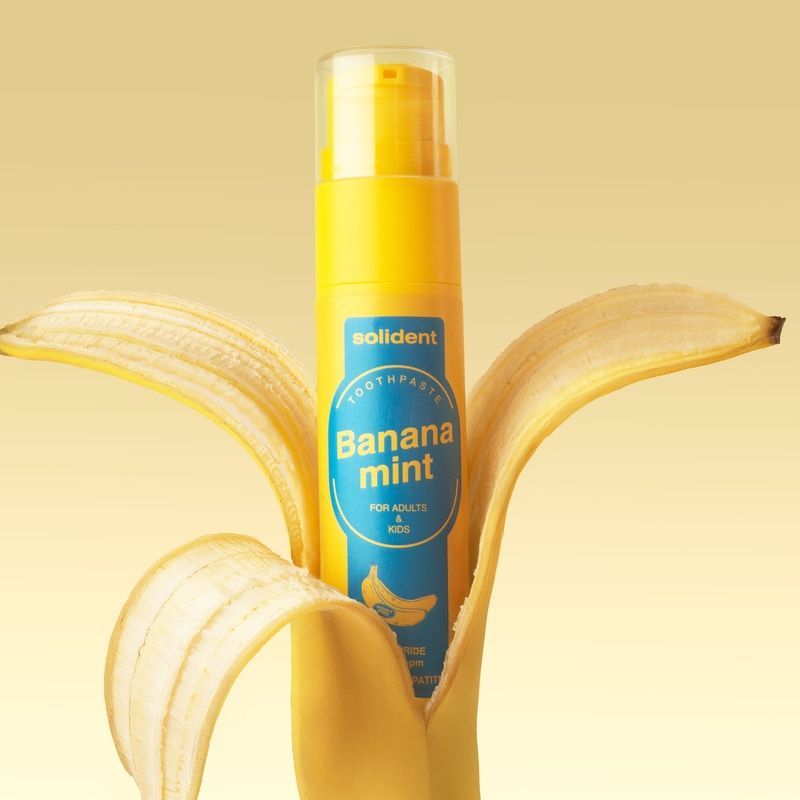 Зубна паста банан-м'ята з фтором 1450 ppm Solident Banana Mint, 60 мл 4823109705241 фото