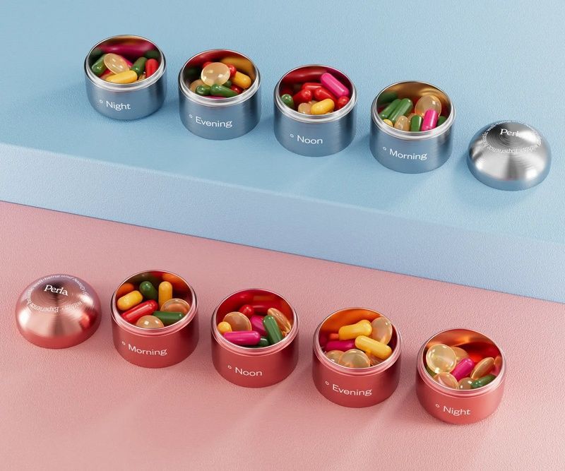 Органайзер для вітамінів у срібному кольорі Perla Helsa Pill Organizer 4820292040029 фото