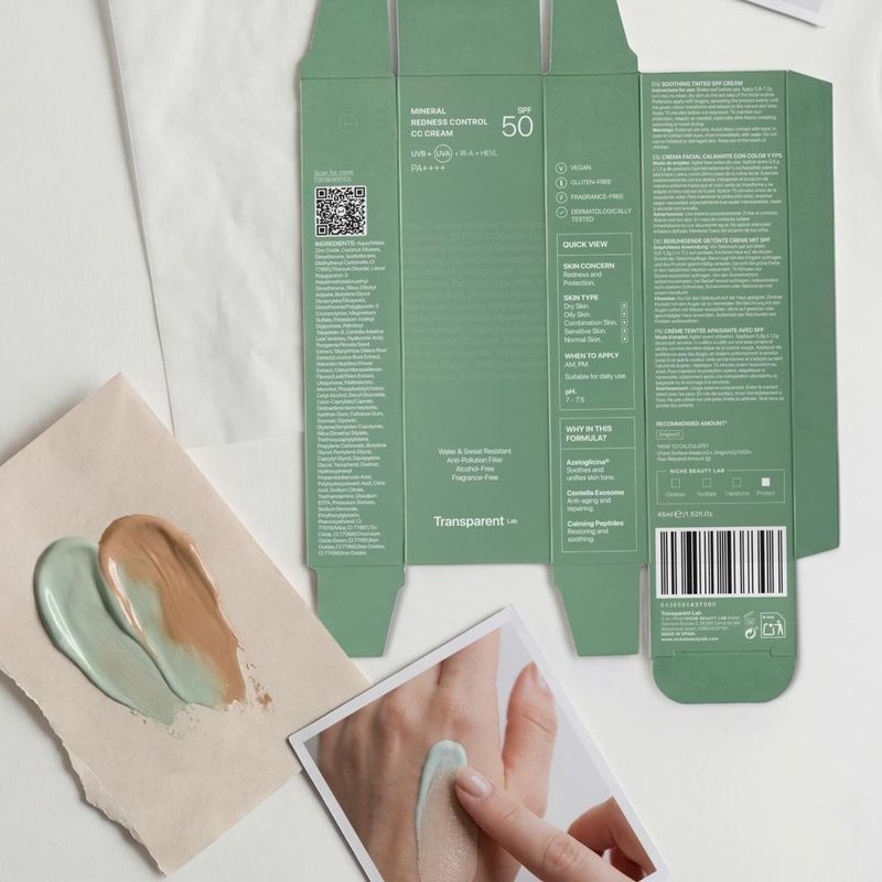 Мінеральний СС крем для контролю почервоніння TRANSPARENT-LAB Mineral Redness Control CC Cream SPF50, 45 мл 8436585437306 фото